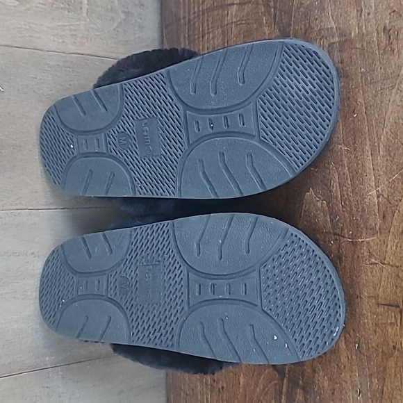 EUC Lamo Black Suede Faux Fur Slip On Slippers Women's Medium - Picture 8 of 9